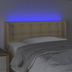 Vidaxl Čelo postele s LED krémové 103 x 16 x 78/88 cm textil