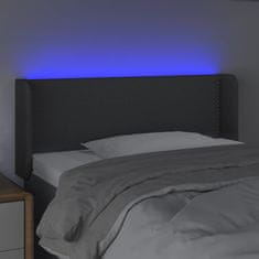 Vidaxl Čelo postele s LED tmavě šedé 93 x 16 x 78/88 cm textil