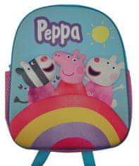 CurePink Dětský batoh Peppa Pig|Prasátko Pepa: Duha (objem 9 litrů|26 x 32 x 11 cm) modrý polyester