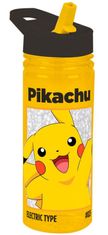 CurePink Plastová láhev na pití s pítkem Pokémon: Pikachu Elektrický typ (objem 600 ml)