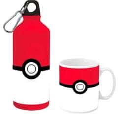 CurePink Dárkový set Pokémon: Pokéball (objem láhve 500 ml|balení 23 x 22 x 12 cm)