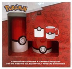 CurePink Dárkový set Pokémon: Pokéball (objem láhve 500 ml|balení 23 x 22 x 12 cm)