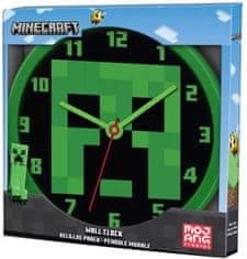 CurePink Nástěnné hodiny Mineraft: Creeper Face (průměr 25 cm)