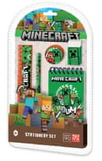 CurePink Set školních potřeb Minecraft: Creeper Boom Set 5 kusů (15 x 26 x 2 cm)