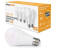 Berge 10x LED žárovka - E27 - 10W - 800Lm - teplá bílá