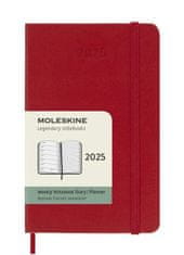 Moleskine Diář 2025 - tvrdé desky S, týdenní, červený