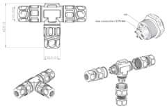 XtendLan T spojka, na dráty do průměru 2,75mm, voděodolná, instalace kabeláže 6mm až 10mm (průměr)