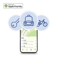 Hama lokalizační čip/ vyhledávač klíčů/ předmětů, Apple Find My, certifikace MFi, Bluetooth, bílý