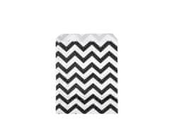 Papírový sáček chevron 10x14 cm - bílo-černá chevron (100 ks)