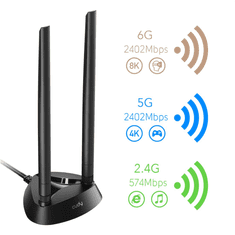 Cudy AX5400 Wi-Fi 6E PCI-Express síťová karta, Tri-Band, ext. anténa se stojánkem (WE4000)