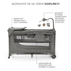 Kinderkraft Postýlka cestovní Joy 2 s doplňky Dark grey