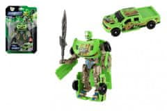 Teddies Transformer auto/robot plast 14cm zelený na kartě