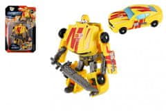 Teddies Transformer auto/robot plast 14cm žlutý na kartě