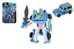 Teddies Transformer auto/robot plast 14cm modrý na kartě