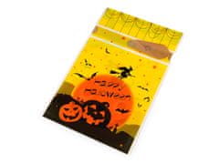 Sáček s atlasovou stuhou Halloween 15x22,5 cm - žlutá černá (50 ks)