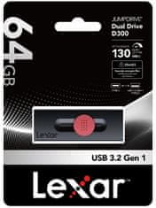 Lexar flash disk 64GB - Dual Type D300 USB-C & USB-A 3.2 (čtení až 130MB/s)