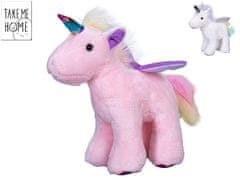 Unicorn jednorožec 22 cm plyšový stojící (bílá, růžová)