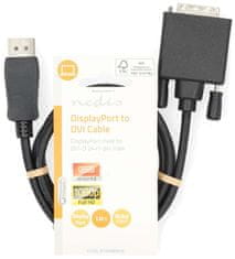 Nedis kabel DisplayPort - DVI/ zástrčka DisplayPort - 24+1pinová zástrčka DVI-D/ černý/ bulk/ 1m