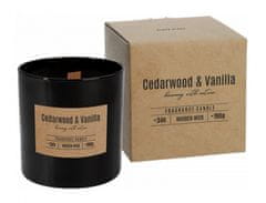 Bispol Svíčka ve skle CEDARWOOD VANILLA vonná dřevěný knot 190g