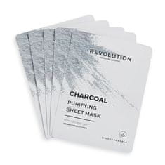 Sada pleťových masek s černým uhlím Biodegradable (Purifying Charcoal Sheet Mask)