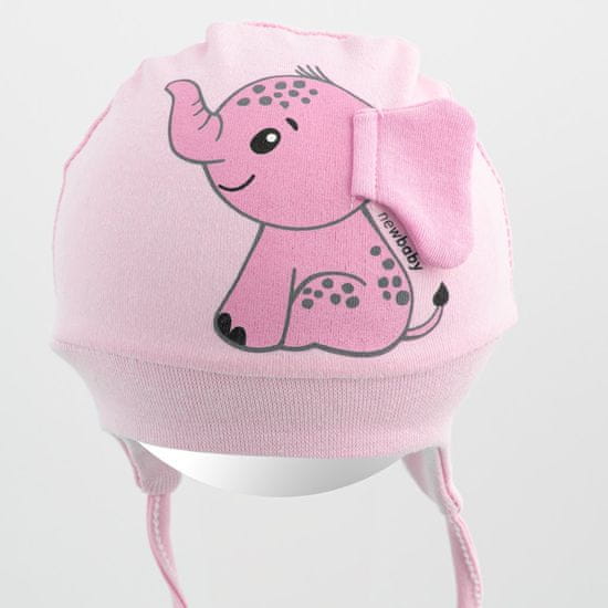 Bavlněná kojenecká čepička New Baby Happy Elephant pink - 68/74