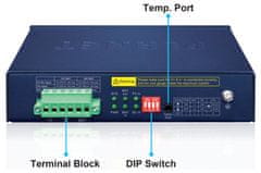 Planet BSP-115HP-5A Hybridní PoE solární switch, 5x 1Gb, 1x SFP, 1x PoE++ 802.3bt, 2x 802.3at, 2x at/pasivní, -20~65°C