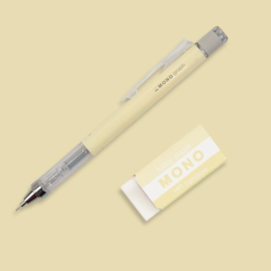 Mikrotužka Mono Graph Pastel s gumou - cream yellow, 0,5mm, blistr