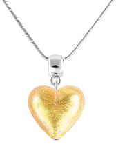 Lampglas Zářivý náhrdelník Golden Heart s 24karátovým zlatem v perle Lampglas NLH24