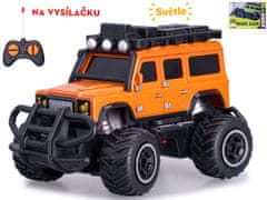 R/C auto terénní 14 cm 1:43 27 MHz plná funkce na baterie se světlem (oranžová, zelená)