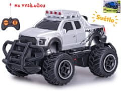 R/C auto terénní 14 cm 1:43 27 MHz plná funkce na baterie se světlem (modrá, stříbrná)