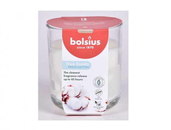 Svíčka ve skle TRUE SCENTS BAVLNA vonná d9x10cm