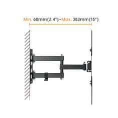 Výsuvný držák Brateck LPA68-443 pro TV 23"-55" 30kg polohovatelný nástěnný