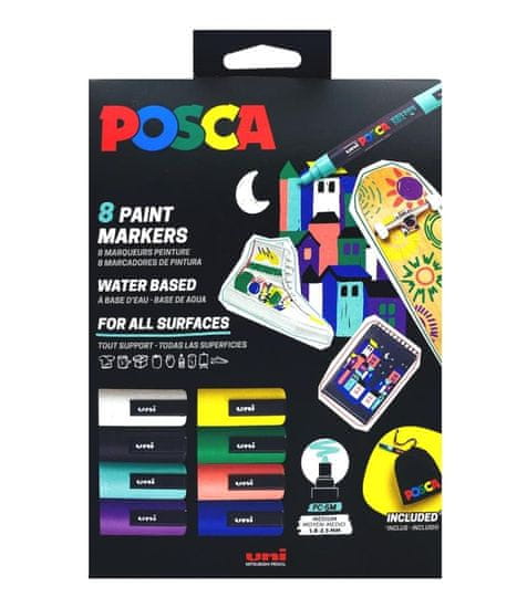 Posca sada popisovačů (8 ks) + textilní sáček na popisovače