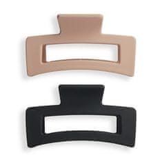 Skřipce do vlasů Nude/Black (Rectangle Matte Clip) 2 ks