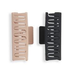 Skřipce do vlasů Nude/Black (Rectangle Matte Clip) 2 ks