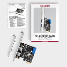 AXAGON PCEU-232RS, PCIe řadič, 2+2x USB 5Gbps port, SATA napájení, Renesas PD720201, SP & LP