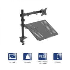 Akyga Rameno na monitor se stolkem na notebook AK-MB-04 VESA 75x75mm / 100x100 mm 15-32“