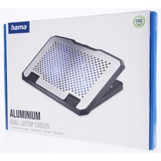 Hama chladicí stojan pro notebook Aluminium, naklápací, 2 ventilátory, modré podsvícení, tichý chod