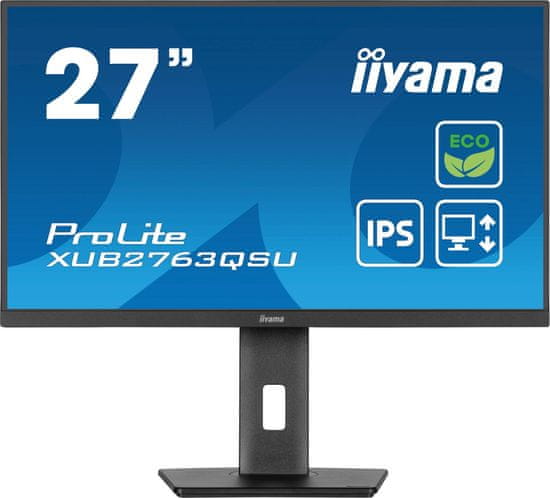 iiyama ProLite/XUB2763QSU-B1/27"/IPS/QHD/100Hz/2ms/Black/3R