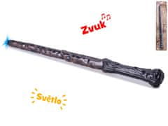 Hůlka kouzelnická 36 cm hnědá na baterie se světlem a zvukem