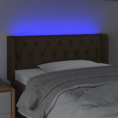 Vidaxl Čelo postele s LED tmavě hnědé 103 x 16 x 78/88 cm textil