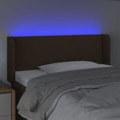 Vidaxl Čelo postele s LED tmavě hnědé 93 x 16 x 78/88 cm textil