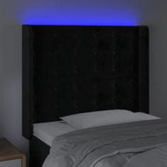 Vidaxl Čelo postele s LED černé 93 x 16 x 118/128 cm samet