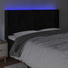 Vidaxl Čelo postele s LED černé 183 x 16 x 118/128 cm samet