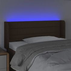 Vidaxl Čelo postele s LED tmavě hnědé 83 x 16 x 78/88 cm textil