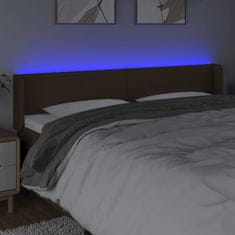 Vidaxl Čelo postele s LED tmavě hnědé 203 x 16 x 78/88 cm textil