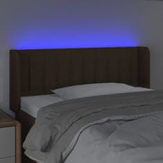 Vidaxl Čelo postele s LED tmavě hnědé 93 x 16 x 78/88 cm textil