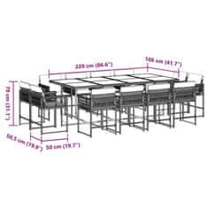 Vidaxl 13dílný zahradní jídelní set s poduškami černý polyratan