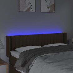 Vidaxl Čelo postele s LED tmavě hnědé 147 x 16 x 78/88 cm textil