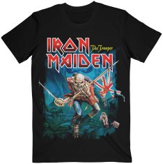 CurePink Pánské tričko Iron Maiden: Trooper Eddie Large Eyes (L) černá bavlna